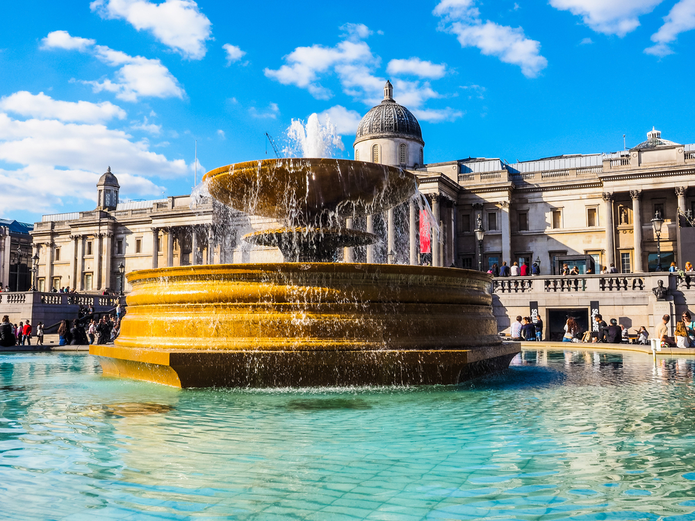 View Of Fountain At Trafalgar Square 
